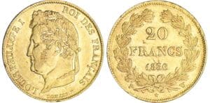20 francs Louis-Philippe Ier tête laurée - 1836 W (Lille) 20 francs Louis-Philippe Ier tête laurée - 1836 W (Lille)