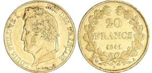20 francs Louis-Philippe Ier tête laurée - 1841 A (Paris) 20 francs Louis-Philippe Ier tête laurée - 1841 A (Paris)