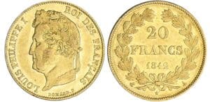 20 francs Louis-Philippe Ier tête laurée - 1842 A (Paris) 20 francs Louis-Philippe Ier tête laurée - 1842 A (Paris)