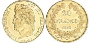 20 francs Louis-Philippe Ier tête laurée - 1843 W (Lille) 20 francs Louis-Philippe Ier tête laurée - 1843 W (Lille)