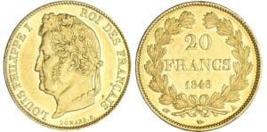 20 francs Louis-Philippe Ier tête laurée - 1848 A (Paris) 20 francs Louis-Philippe Ier tête laurée - 1848 A (Paris)