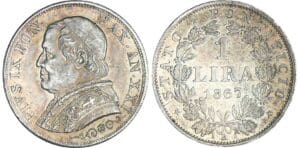 Italie - Vatican - Pie IX - 1 lire 1867 An XXI (Rome)