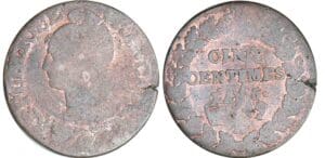 5 centimes Dupré - surfrappe - AN 5 A (Paris)