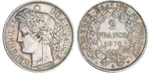 2 francs Cérès avec légende - 1870 A (Paris) petit a