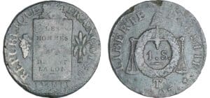 Sol à la balance type FRANCOISE - An II - 1793 T (Nantes) Sol à la balance type FRANCOISE - An II - 1793 T (Nantes)