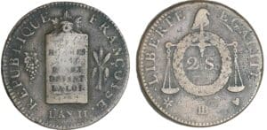 2 sols à la balance non daté (1794) - An II BB (Strasbourg) 2 sols à la balance non daté (1794) - An II BB (Strasbourg)