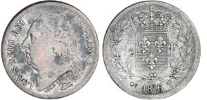 1/2 franc Louis XVIII au buste nu - 1816 T (Nantes) 1/2 franc Louis XVIII au buste nu - 1816 T (Nantes)