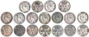 1/4 de franc Charles X - Lot de 9 monnaies 1/4 de franc Charles X - Lot de 9 monnaies