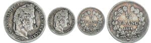 1/4 de franc Louis-Philippe Ier - 1844 K (Bordeaux) 1/4 de franc Louis-Philippe Ier - 1844 K (Bordeaux)