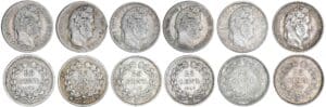25 centimes Louis-Philippe Ier - Lot de 6 monnaies 25 centimes Louis-Philippe Ier - Lot de 6 monnaies
