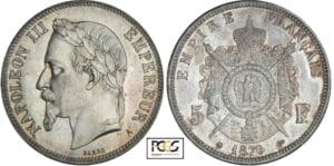 5 francs Napoléon III tête laurée - 1870 A (Paris)