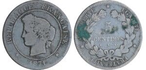 5 centimes Cérès - 1871 K (Bordeaux)