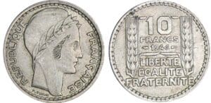 10 francs Turin à la grosse tête 1946 - rameaux longs