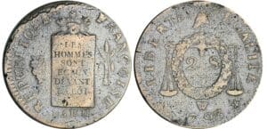 2 sols à la balance - An II - 1793 W (Lille) 2 sols à la balance - An II - 1793 W (Lille)