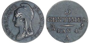 5 centimes Dupré - petit module - An 4 A (Paris)