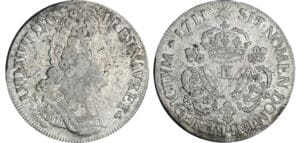 Louis XIV - Ecu aux 3 couronnes - 1711 E (Tours) Louis XIV - Ecu aux 3 couronnes - 1711 E (Tours)