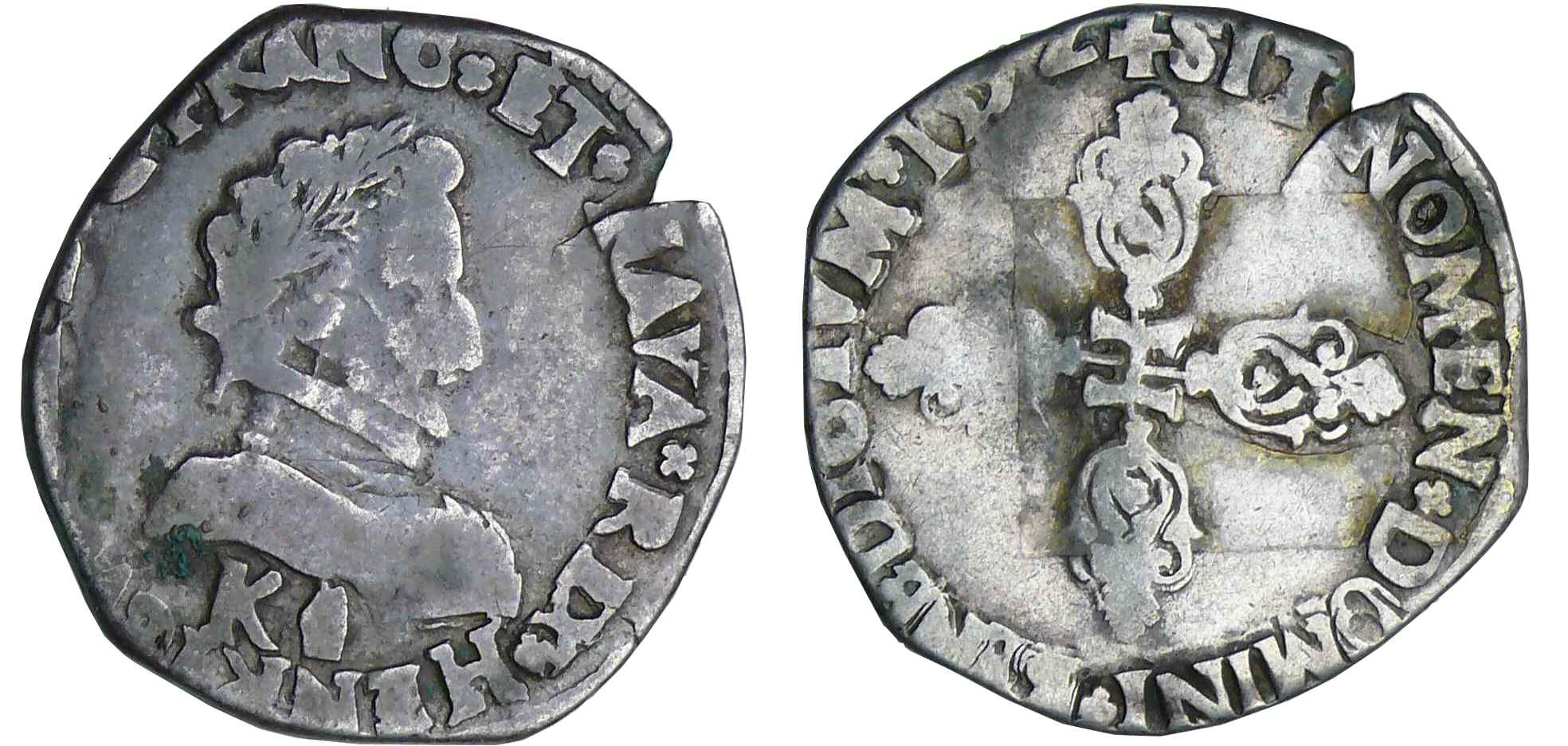 Henri IV - Demi-franc - 1er type - 1592 K (Bordeaux) Henri IV - Demi-franc - 1er type - 1592 K (Bordeaux)