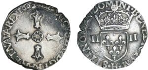 Henri IV - Quart d'écu croix feuillue - 1602 H (La Rochelle)