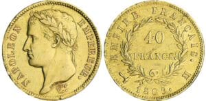 40 francs Napoléon revers empire - 1809 M (Toulouse) 40 francs Napoléon revers empire - 1809 M (Toulouse)