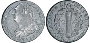 2 sols au faisceau type FRANCOIS - 1792 A (Paris) 2 sols au faisceau type FRANCOIS - 1792 A (Paris)