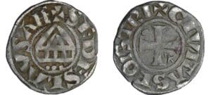 Savoie - Evêché de Lausanne - Denier au temple XIIème siècle. Savoie - Evêché de Lausanne - Denier au temple XIIème siècle.