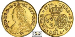 Louis XV (1715-1774) - Louis d’or aux lunettes - 1734 A (Paris) 2ème sem Louis XV (1715-1774) - Louis d’or aux lunettes - 1734 A (Paris) 2ème sem
