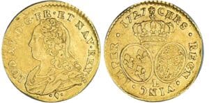 Louis XV - ½ louis d’or aux lunettes - 1727 L (Bayonne)