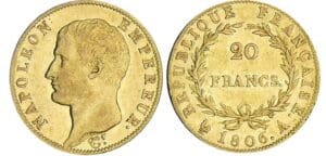 20 francs Napoléon Ier - calendrier grégorien 1806 A (Paris) 20 francs Napoléon Ier - calendrier grégorien 1806 A (Paris)