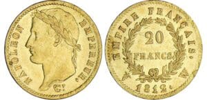 20 francs Napoléon revers empire - 1812 W (Lille) 20 francs Napoléon revers empire - 1812 W (Lille)