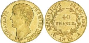 40 francs Bonaparte premier consul - An 12 A (Paris) 40 francs Bonaparte premier consul - An 12 A (Paris)