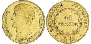 40 francs Bonaparte premier consul - An 12 A (Paris) 40 francs Bonaparte premier consul - An 12 A (Paris)