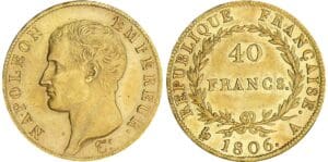 40 francs Napoléon Ier tête nue - 1806 A (Paris) 40 francs Napoléon Ier tête nue - 1806 A (Paris)