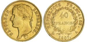 40 francs Napoléon revers république - 1807 A (Paris) 40 francs Napoléon revers république - 1807 A (Paris)