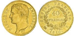 40 francs Napoléon revers empire - 1810 K (Bordeaux) 40 francs Napoléon revers empire - 1810 K (Bordeaux)