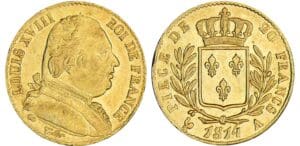 20 francs Louis XVIII au buste habillé - 1814 A (Paris) grand 4