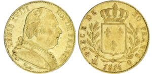 20 francs Louis XVIII au buste habillé - 1814 Q (Perpignan)