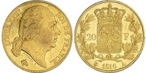 20 francs Louis XVIII au buste nu - 1816 A (Paris)