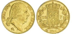 20 francs Louis XVIII au buste nu - 1816 Q (Perpignan)