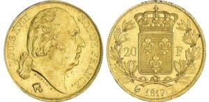 20 francs Louis XVIII au buste nu - 1817 A (Paris)