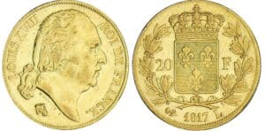 20 francs Louis XVIII au buste nu - 1817 L (Bayonne)