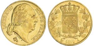 20 francs Louis XVIII au buste nu - 1819 A (Paris)