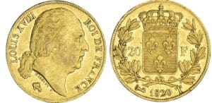 20 francs Louis XVIII au buste nu - 1820 T (Nantes)