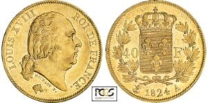 Louis XVIII (1815-1824) - 40 francs 1824 A (Paris) avec point