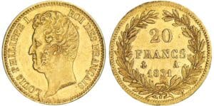 20 francs Louis-Philippe Ier tête nue - tranche en relief - 1831 A (Paris) 20 francs Louis-Philippe Ier tête nue - tranche en relief - 1831 A (Paris)