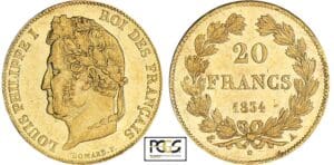 20 francs Louis-Philippe Ier tête laurée - 1834 A (Paris) 20 francs Louis-Philippe Ier tête laurée - 1834 A (Paris)