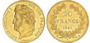20 francs Louis-Philippe Ier tête laurée - 1841 A (Paris) 20 francs Louis-Philippe Ier tête laurée - 1841 A (Paris)