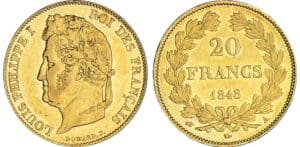 20 francs Louis-Philippe Ier tête laurée - 1848 A (Paris) 20 francs Louis-Philippe Ier tête laurée - 1848 A (Paris)