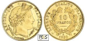 Deuxième république (1848-1852) - 10 francs Cérès 1850 A (Paris) levrette à l'oreille haute Deuxième république (1848-1852) - 10 francs Cérès 1850 A (Paris) levrette à l'oreille haute