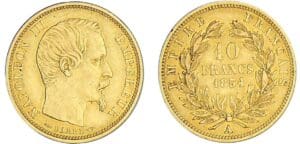 10 francs Napoléon III petit module - 1854 A (Paris) tranche lisse