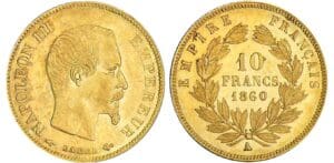 10 francs Napoléon III  grand module - 1860 A (Paris) main/ancre